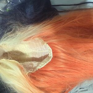 Cheap cute unknown brand wig definitely 100% synthetic. Small lace in front
